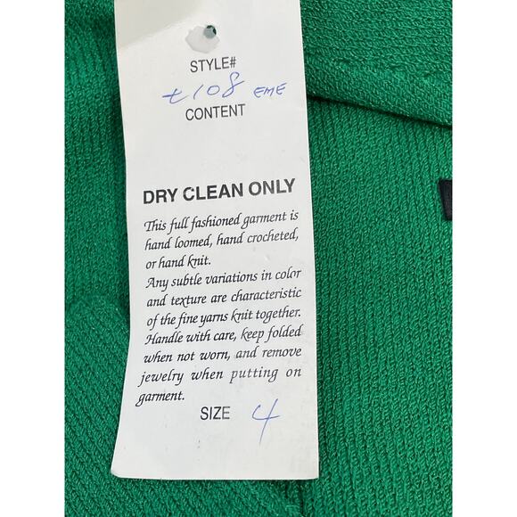 Toula Santana Knit Jacket Size 4 Kelly Green Wool Blend Fleur De Lis Button NWT - Picture 7 of 7